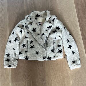 Blank NYC Girls Black Star Sherpa Jacket Size L